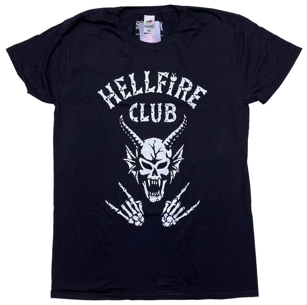 STRANGER THINGS�����ȥ�󥸥㡼�����󥰥� ��HELL FIRE CLUB SKULL��UK�ǡ�T����ġ� �ɥ��T����� �����ե������T�����[XL]