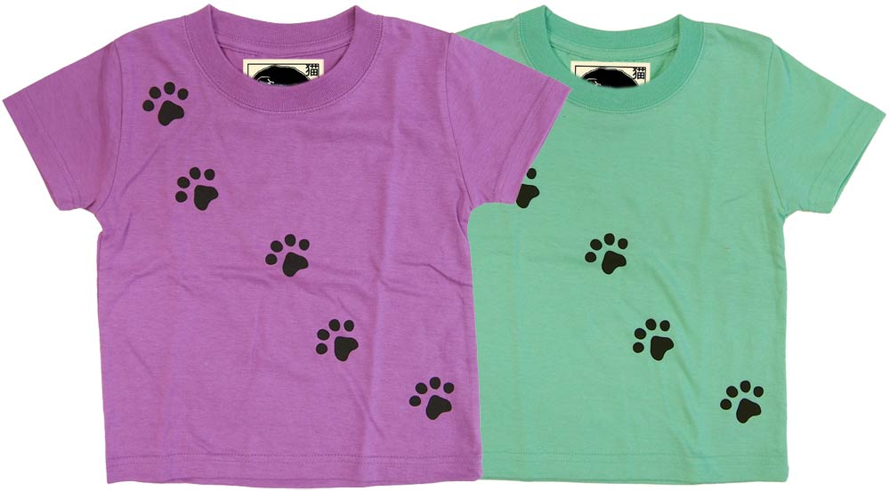 福猫シリーズ ネコの足跡Tシャツ キッズ 子供服 半袖