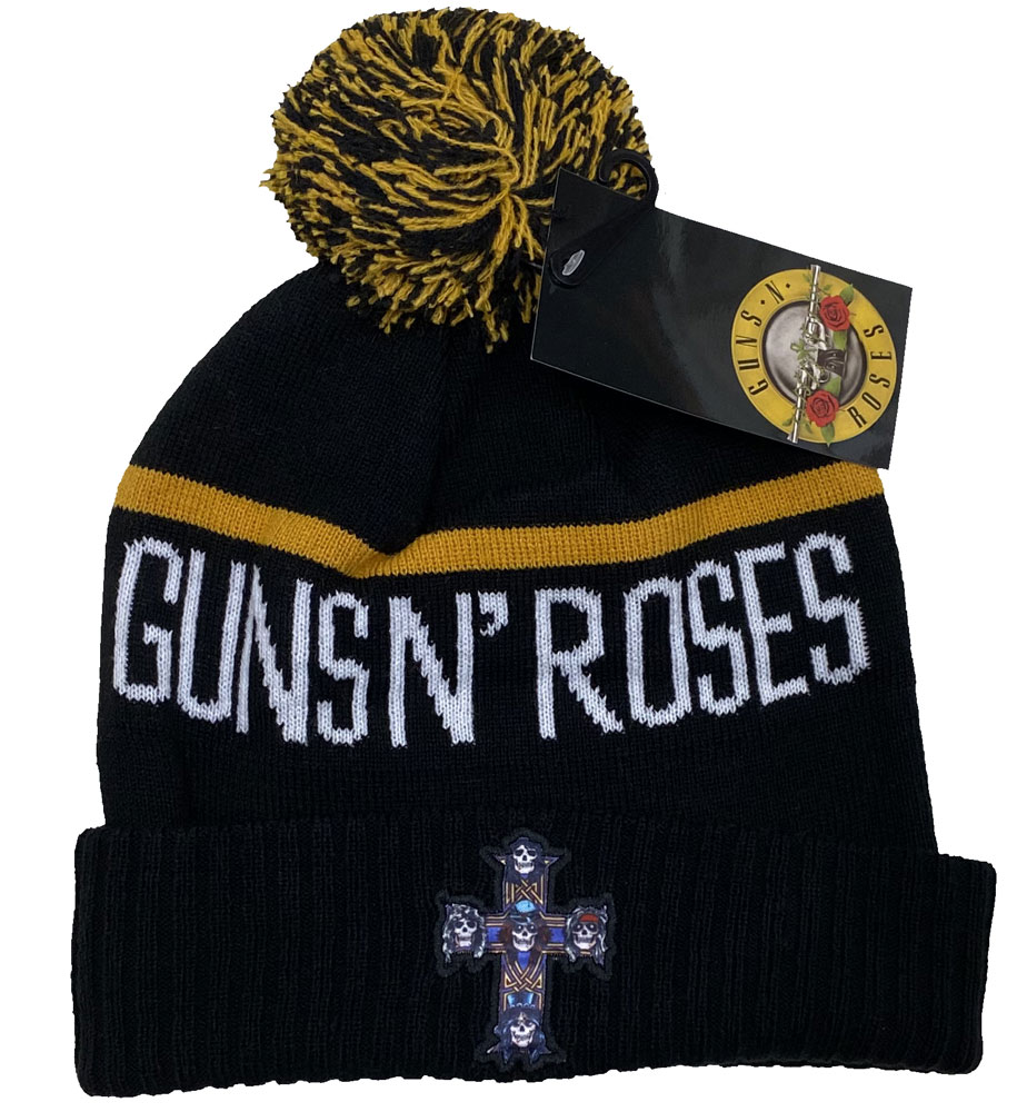 GUNS N' ROSES・ガンズアンドロゼース・ CROSS・ニット帽・ポンポンニット帽