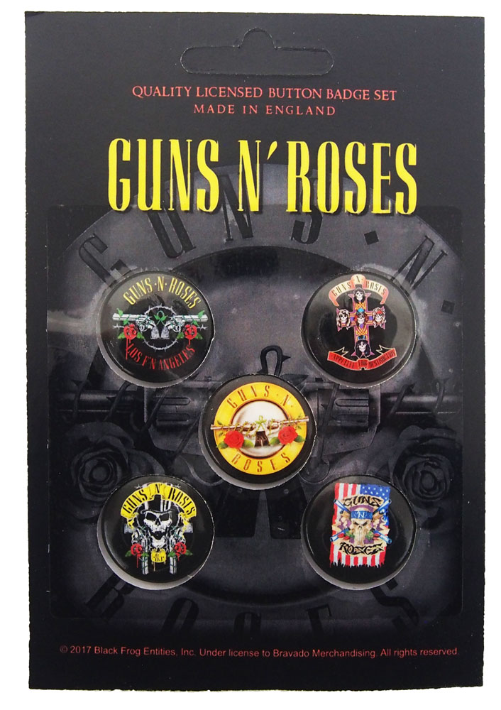 ガンズ アンド ロゼース・GUNS N ROSES・BULETT LOGO・ BADGE SET・缶バッジセット(5個入り)