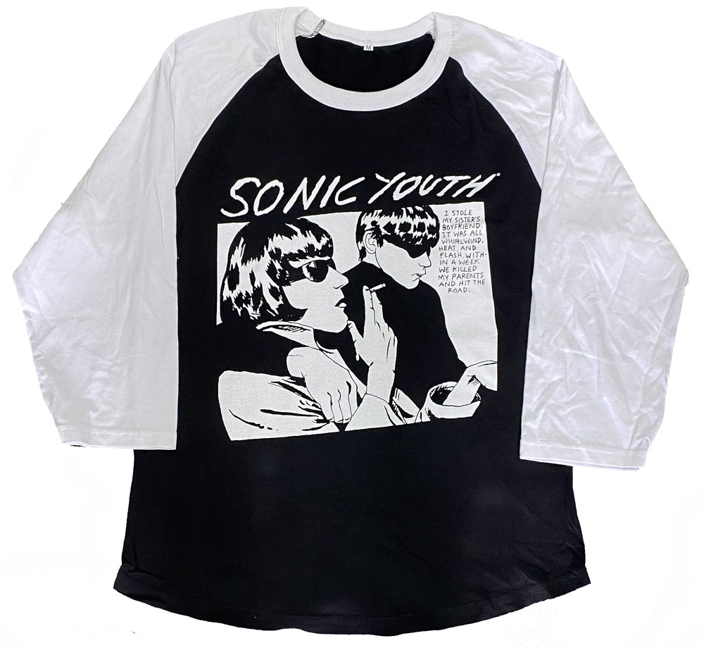 SONIC YOUTH・ソニック ユース・GOO・ブラック・ホワイト・ラグラン・7分袖・Tシャツ・メーカー在庫のみです。