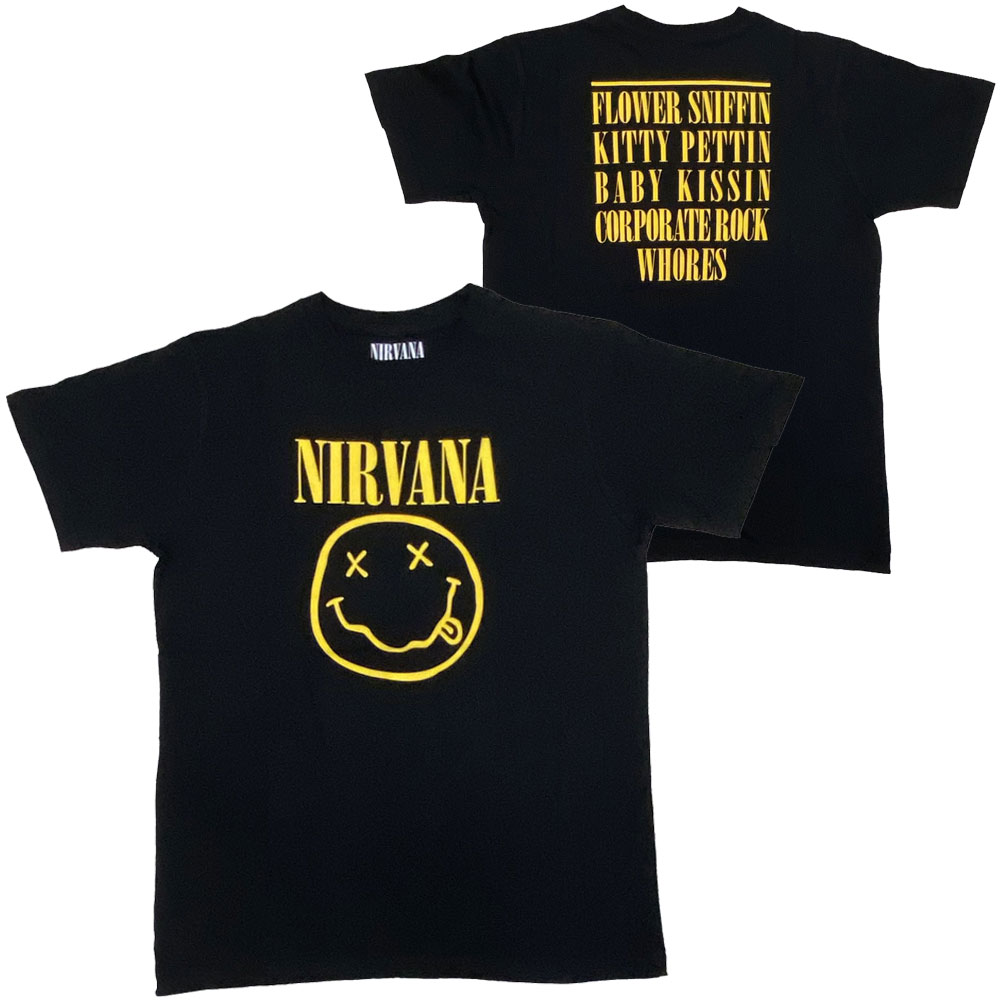 ニルヴァーナ・NIRVANA・YELLOW SMILEY FLOWER SNIFFIN・UK版・Tシャツ・ロックTシャツ