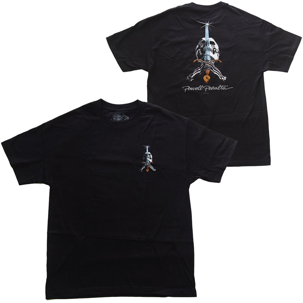 POWELL PERALTA・パウエル・ペラルタ・SKULL AND SWORD・ブラック・Tシャツ