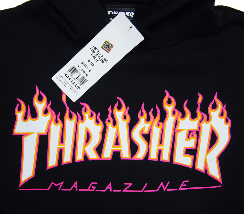 THRASHERå㡼FLAME LOGO PINK OUTLINEѡܴ衦ߥǥॵLOGOƥåץ쥼ȡ