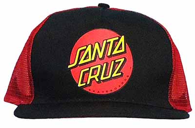 SANTA CRUZCLASSIC DOT BLACKRED TRUCKER CAP