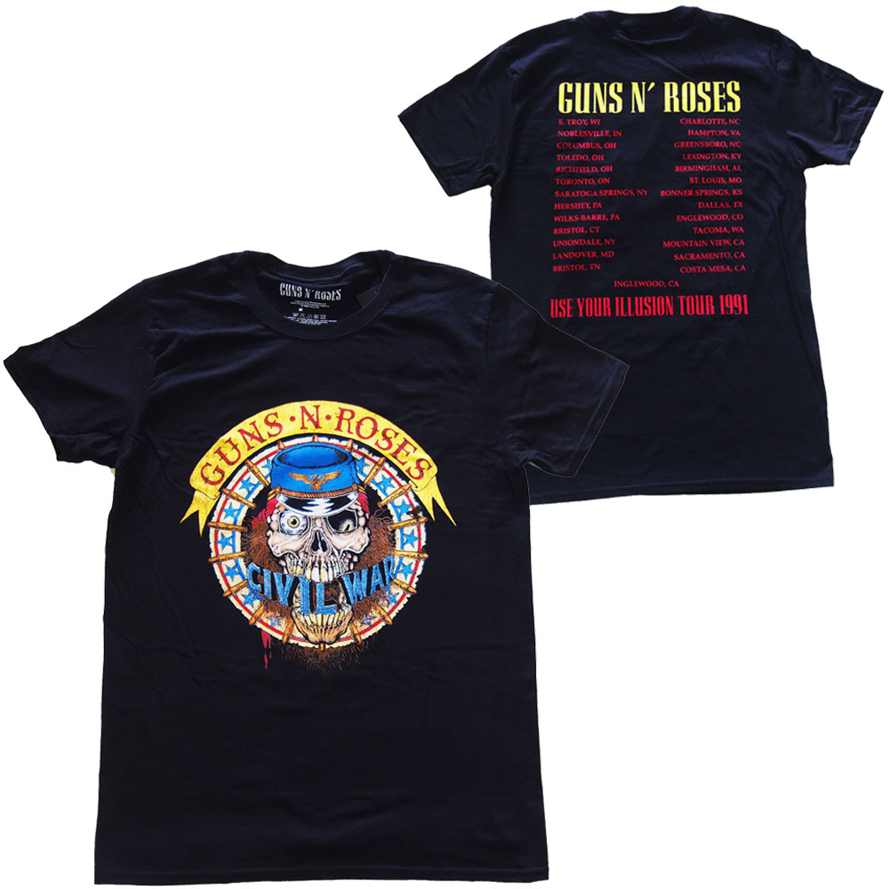 ガンズ アンド ロゼース・GUNS N ROSES・SKULL CIRCLE・TOUR1991・Tシャツ・ ロックTシャツ
