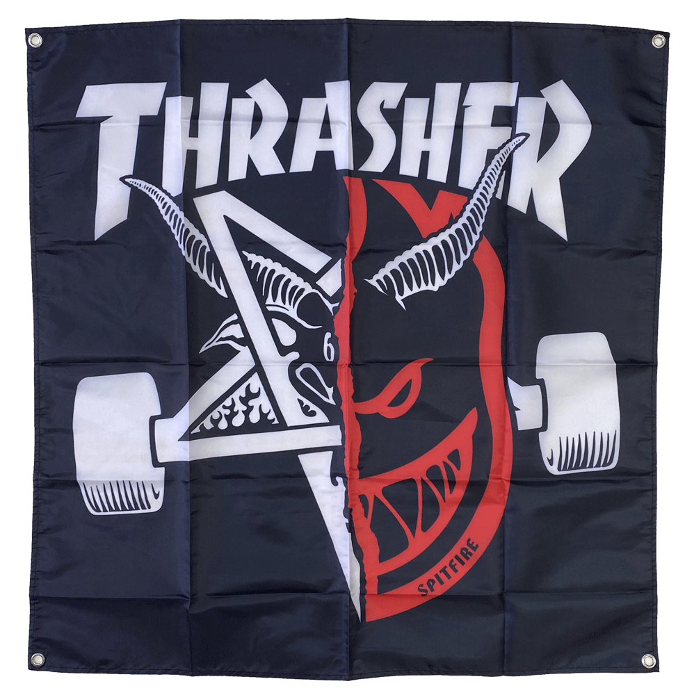 THRASHER MAGAIZINE・SPITFIRE・スラッシャー・スピットファイア・コラボ・バナー・フラッグ・旗